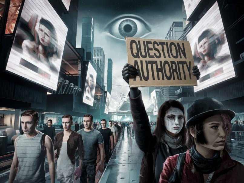 censorship, the dangers of conformity, and the role of technology in society.