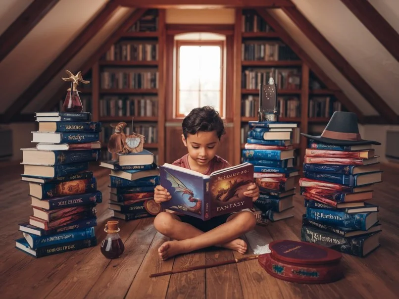 A child Reading Fantasy Books