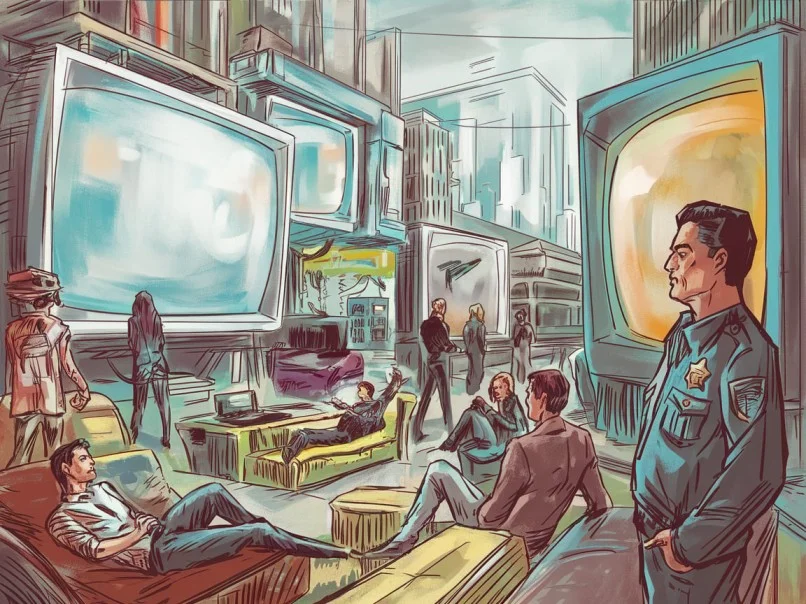 The society in Fahrenheit 451 is saturated with media that distracts and desensitizes people to the realities around them.